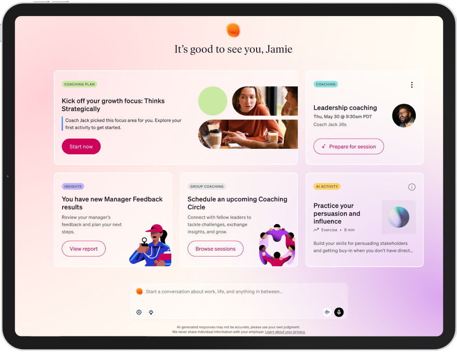 personalized in BetterUp in app experience