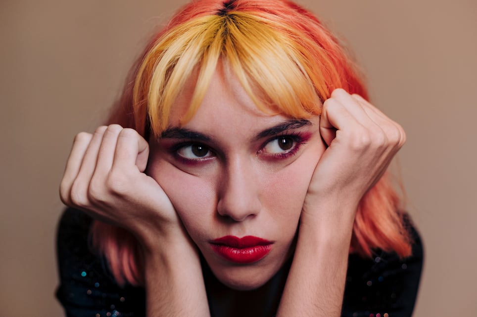 woman-with-colored-hair-languishing