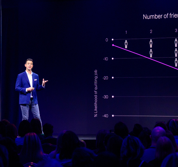 alexi robichaux presenting on stage